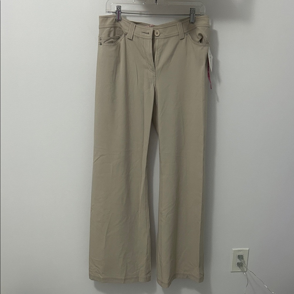 Esther Chen Pink Buddah Tan Wide Leg Trousers